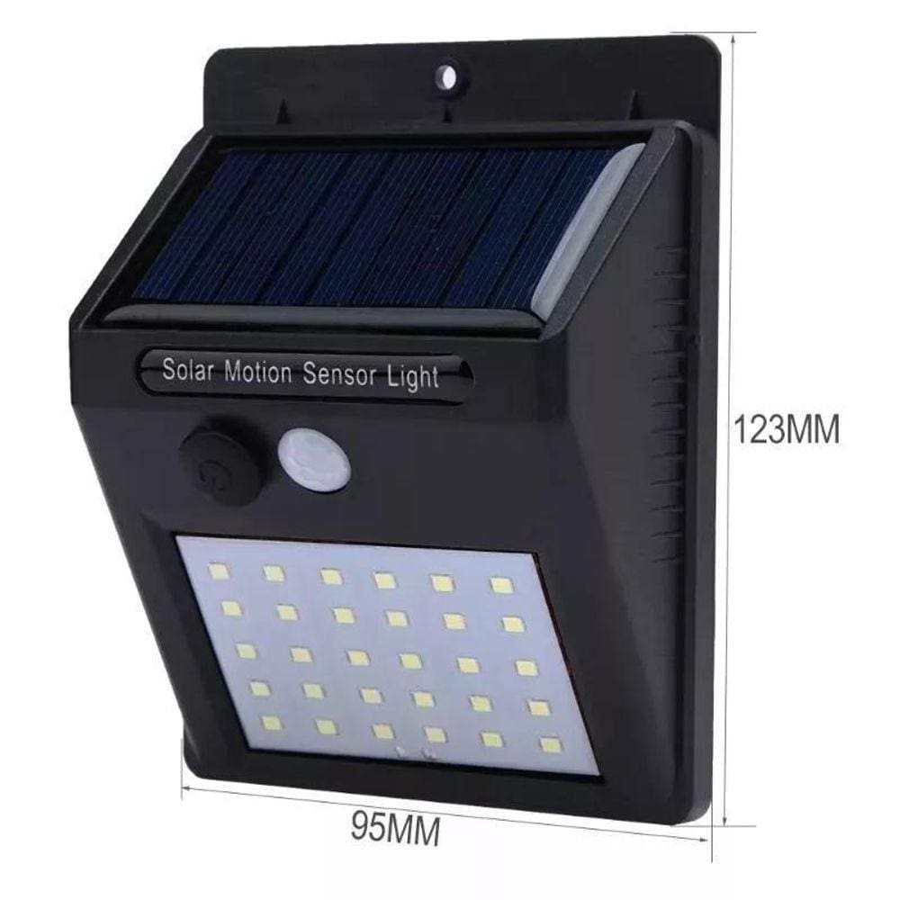 Luminária Solar Parede 30 Leds Sensor Movimento Fotocélula