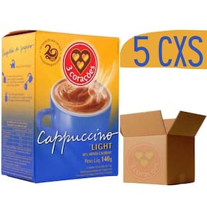 Cappuccino 3 Corações Light Em Sachê 14G - 50 Unidades