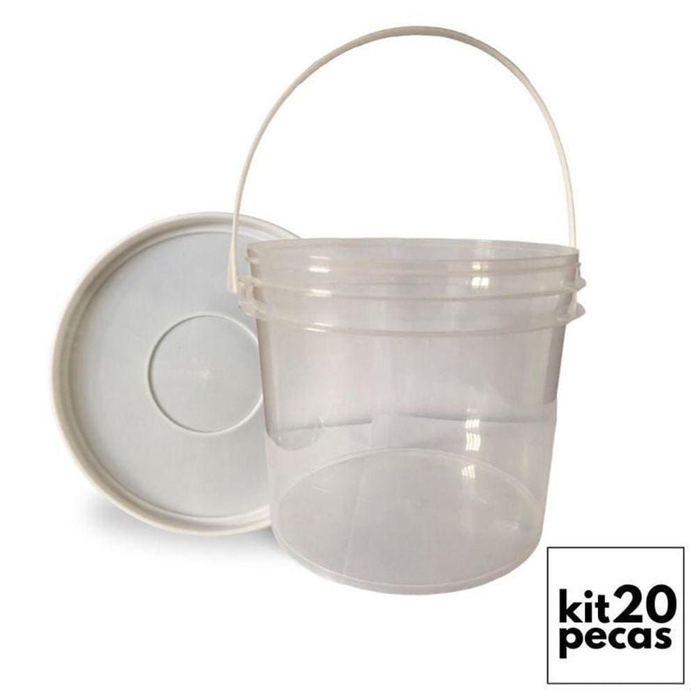 Balde Transparente 2.2L com Tampa Lacre - 20 Peças