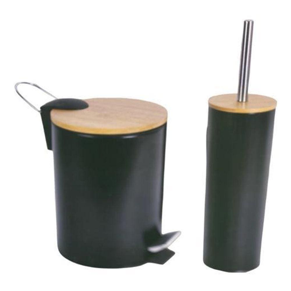 Conjunto Lixeira 3L E Escova Sanitária - Preto