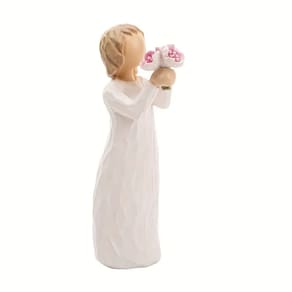 Estátuas decorativas, família segurando flores, decoração