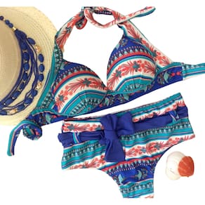 Conjunto De Biquíni Estruturado Com Hot Pants Estampado