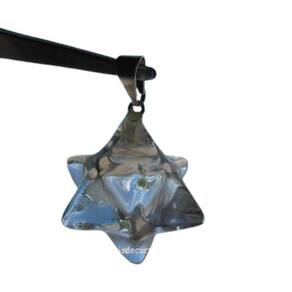 Colar Merkaba Pedra Cristal Extra Presilha Prateado