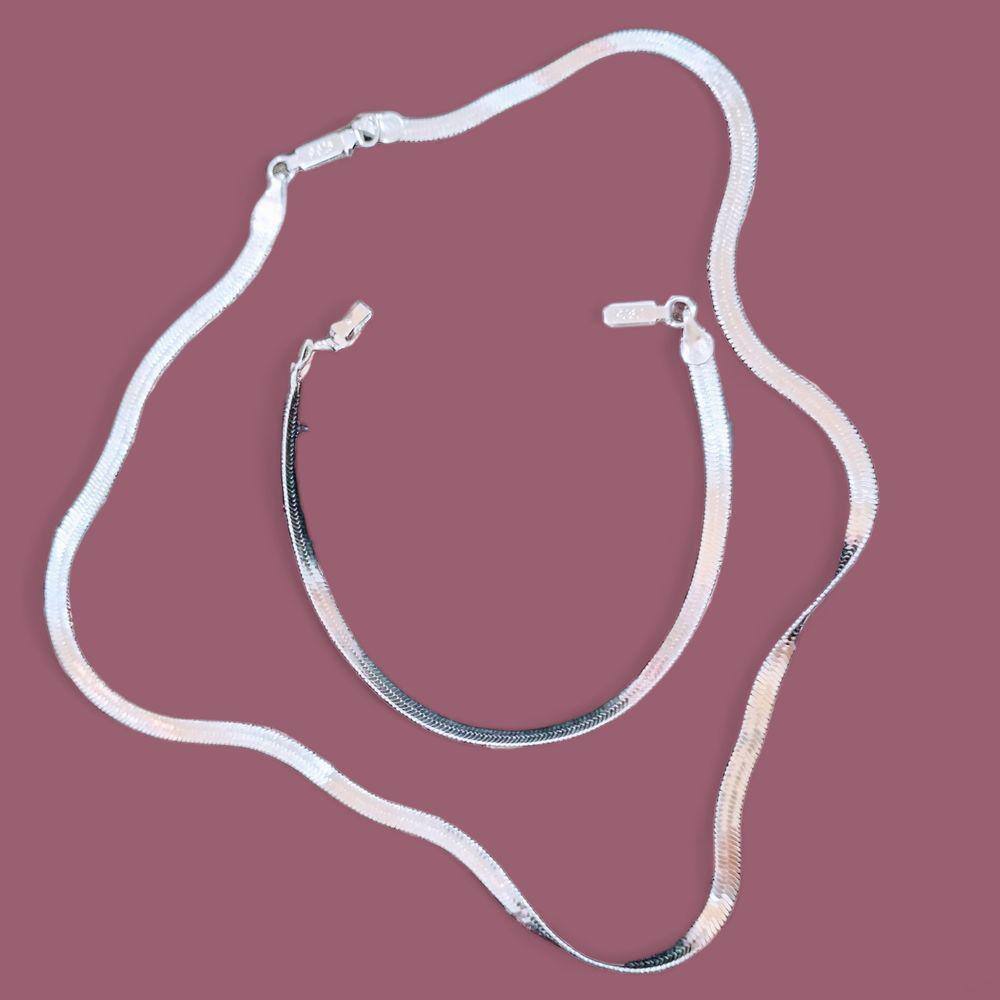 Cordão e Pulseira de Prata 925 -fecho de gaveta-luxo