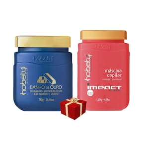 Hobety Máscara Banho De Ouro 750G + Máscara Impact 1250G