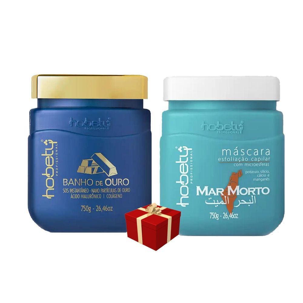 Hobety Máscara Banho De Ouro 750G + Máscara Mar Morto 750G