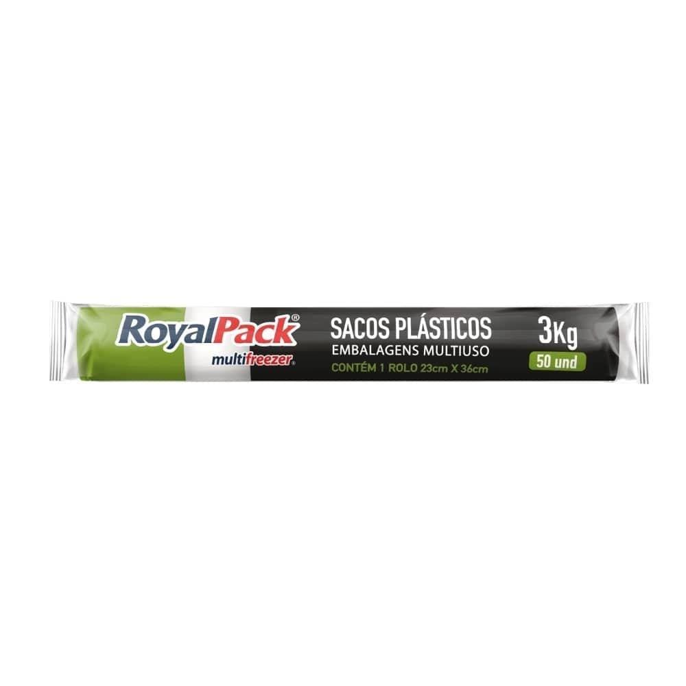 Saco Plástico Multifreezer Royalpack 23x36 cm 3kg - 24 Embalagens com 50 Unidades Cada
