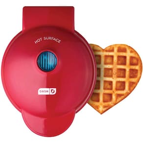 Mini máquina de waffles de coração - vermelha