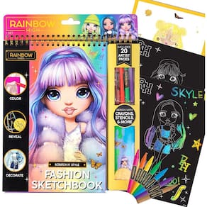 Caderno de desenho de moda Scratch & Style com estênceis