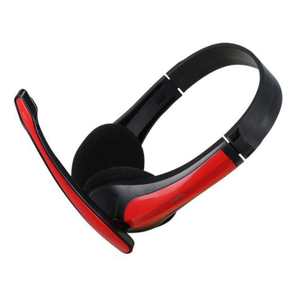 Fone De Ouvido Headset Com Microfone Preto E Vermelho Ph250 Targa