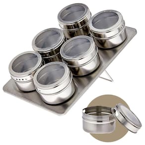 Jg 6 Porta Condimentos Inox C/ Suporte 5021 Aii401 Mimo Style