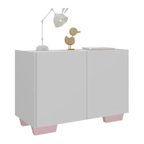 Mesa De Cabeceira Com Pés 2 Portas Mp4134 Branca rosa Branco rosa