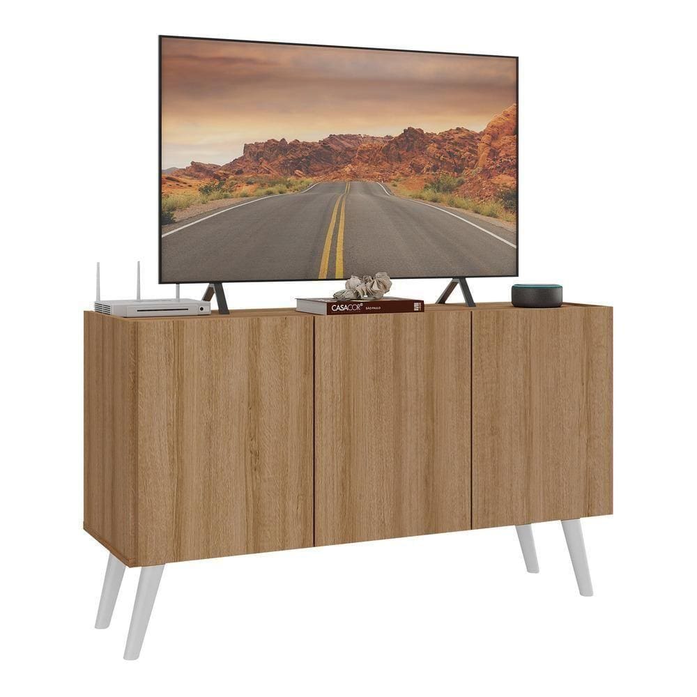Rack Retrô Para Tv Até 32 Polegadas Com Mp1067 Rustic branco