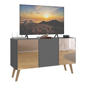Rack Tv Até 32 Polegadas Retrô Com Espelhos Mp1078 Grafite natural
