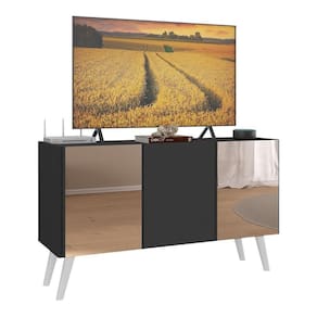 Rack Tv Até 32 Polegadas Retrô Com Espelhos Mp1078 Preto branco