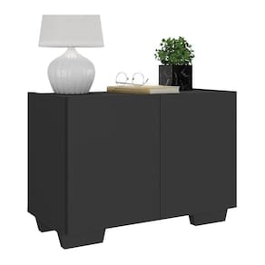 Mesa De Cabeceira Com Pés 2 Portas Multimóveis Mp4134 Preta Preto