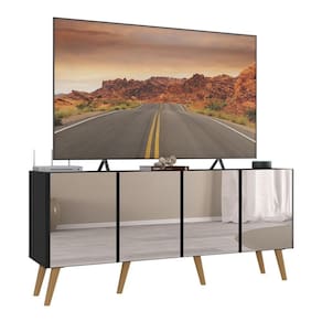 Rack Tv Até 50 Polegadas Retrô Com Espelhos Mp1082 Preto natural