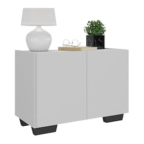 Mesa De Cabeceira Com Pés 2 Portas Mp4134 Branca preta Branco preto
