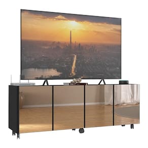 Rack Tv Até 50 Polegadas Com Rodízios E Espelhos Mp1080 Preto Preto