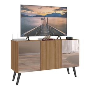 Rack Tv Até 32 Polegadas Retrô Com Espelhos Mp1078 Rustic preto