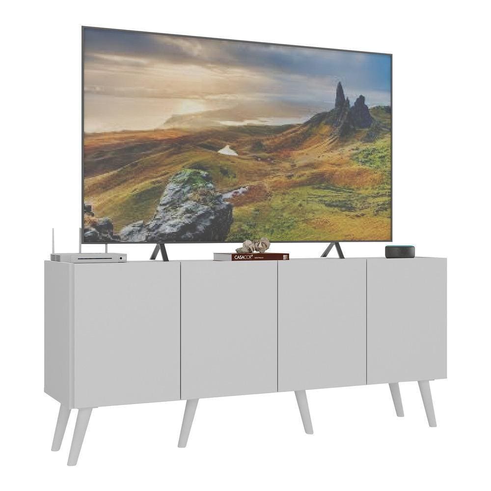 Rack Retrô Para Tv Até 50 Polegadas Com Mp1071 Branco Branco