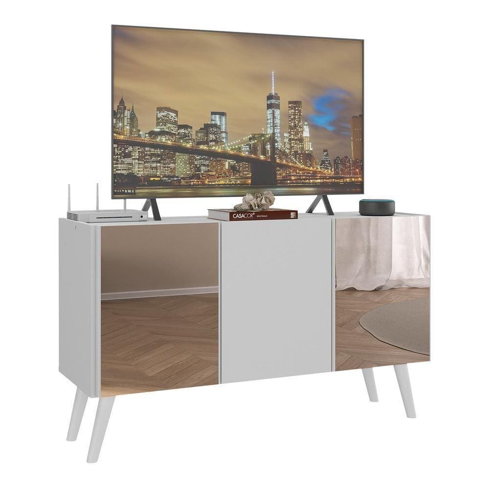 Rack Tv Até 32 Polegadas Retrô Com Espelhos Mp1078 Branco Branco