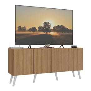 Rack Retrô Para Tv Até 50 Polegadas Com Mp1071 Rustic branco