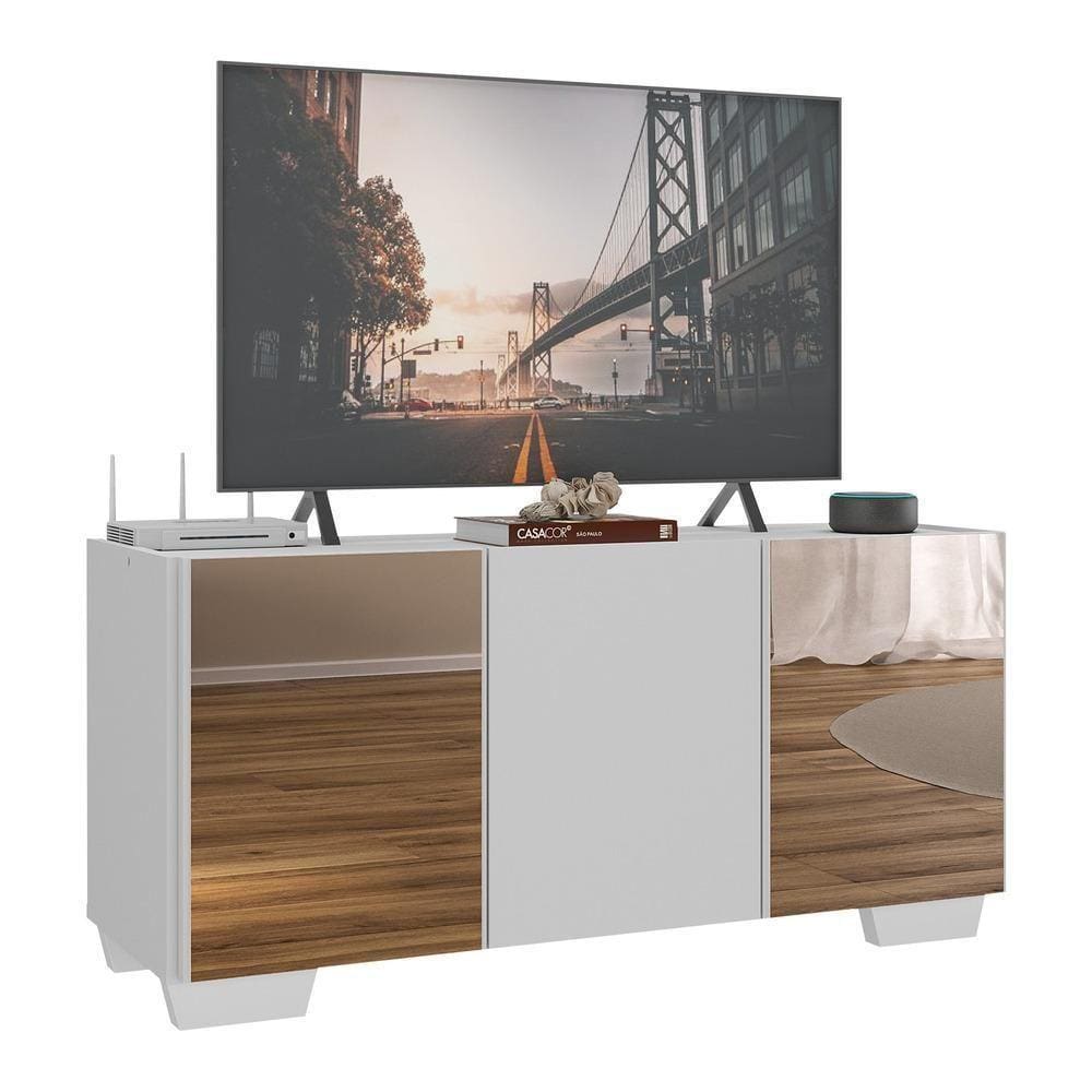 Rack Tv Até 32 Polegadas Com Espelhos Mp1079 Branco Branco
