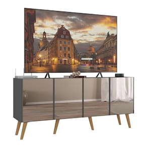 Rack Tv Até 50 Polegadas Retrô Com Espelhos Mp1082 Grafite natural