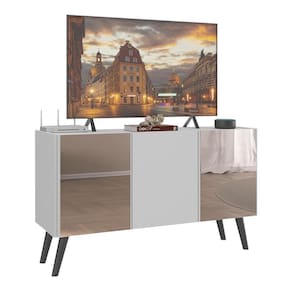 Rack Tv Até 32 Polegadas Retrô Com Espelhos Mp1078 Branco preto