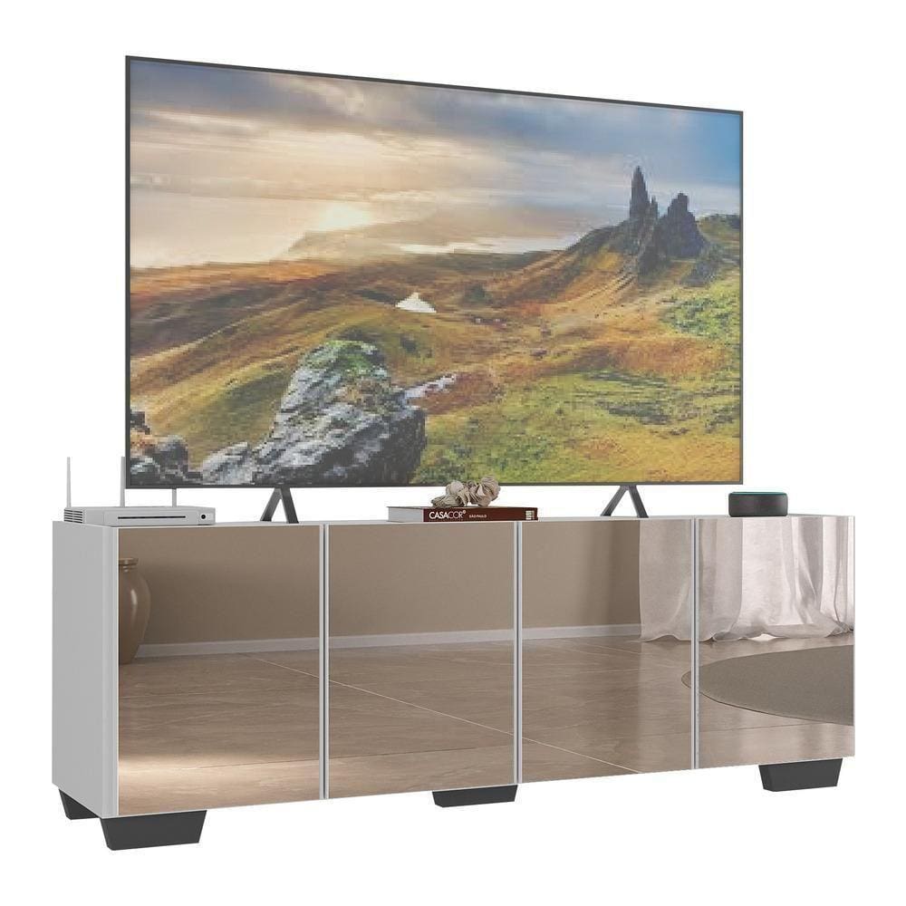 Rack Tv Até 50 Polegadas Com Espelhos Mp1083 Branco preto