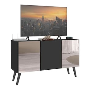 Rack Tv Até 32 Polegadas Retrô Com Espelhos Mp1078 Preto Preto