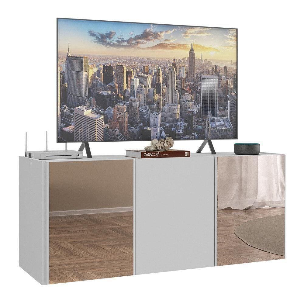 Rack Tv Até 32 Polegadas Suspenso Com Espelhos Mp1077 Branco Branco