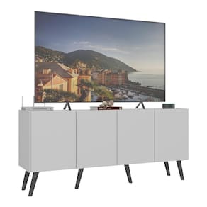 Rack Retrô Para Tv Até 50 Polegadas Com Mp1071 Branco preto