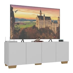 Rack Para Tv Até 50 Polegadas Com 4 Portas Multimóveis Mp1072 Branco Natural