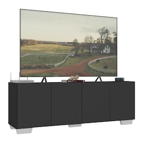 Rack Para Tv Até 50 Polegadas Com 4 Portas Multimóveis Mp1072 Preto/branco Preto/branco