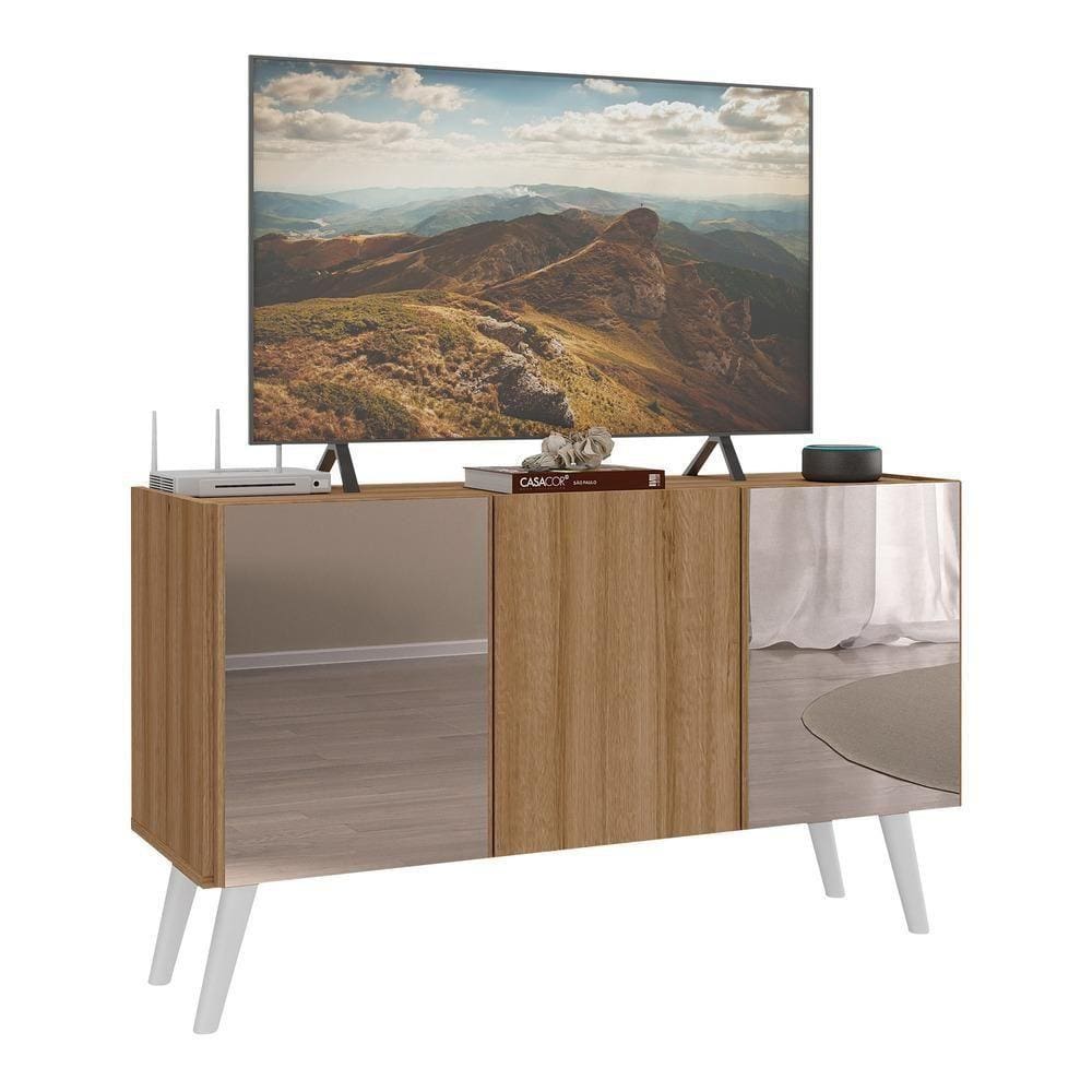 Rack Tv Até 32 Polegadas Retrô Com Espelhos Mp1078 Rustic branco