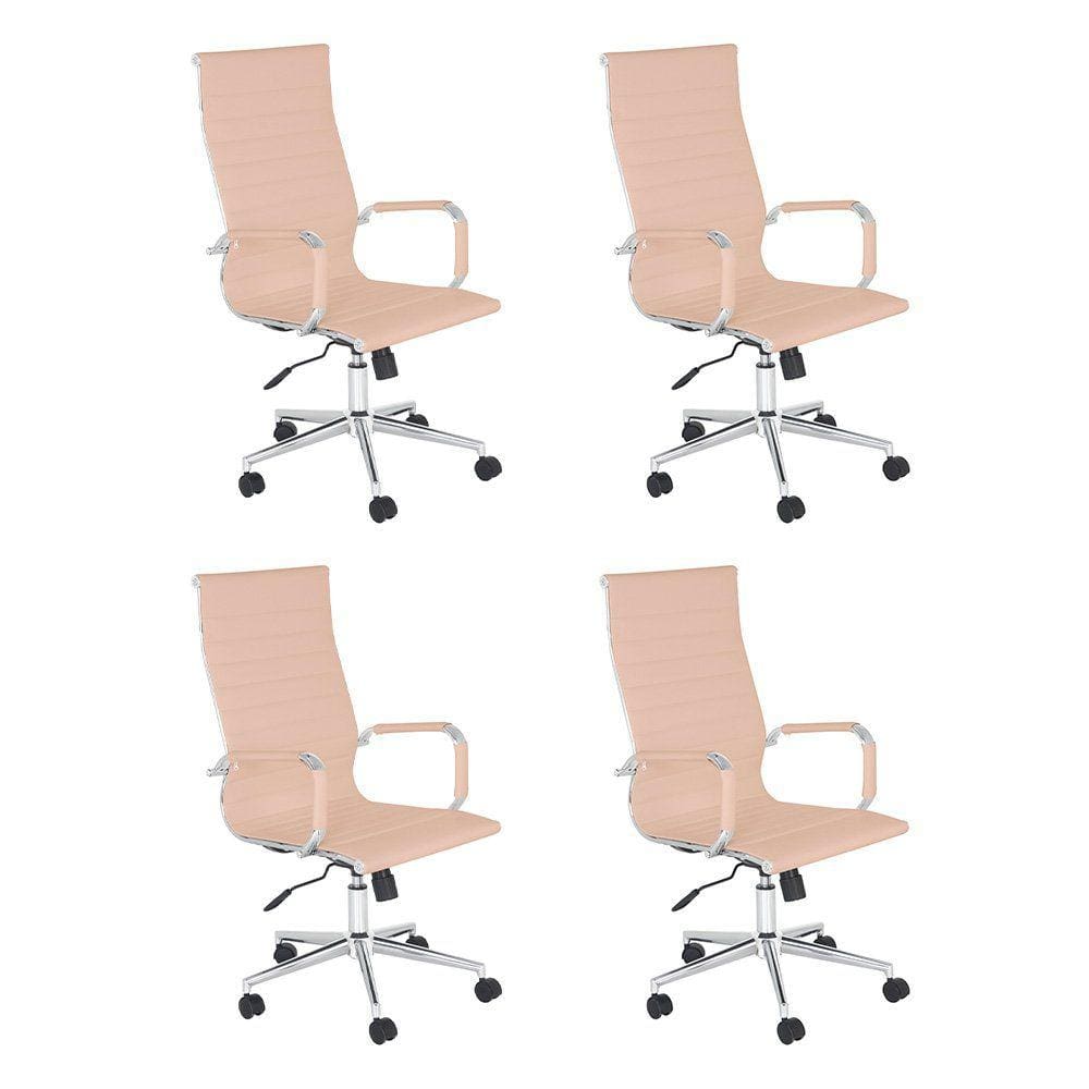 Kit 4 Cadeiras escritório Esteirinha Diretor Home office - Branco
