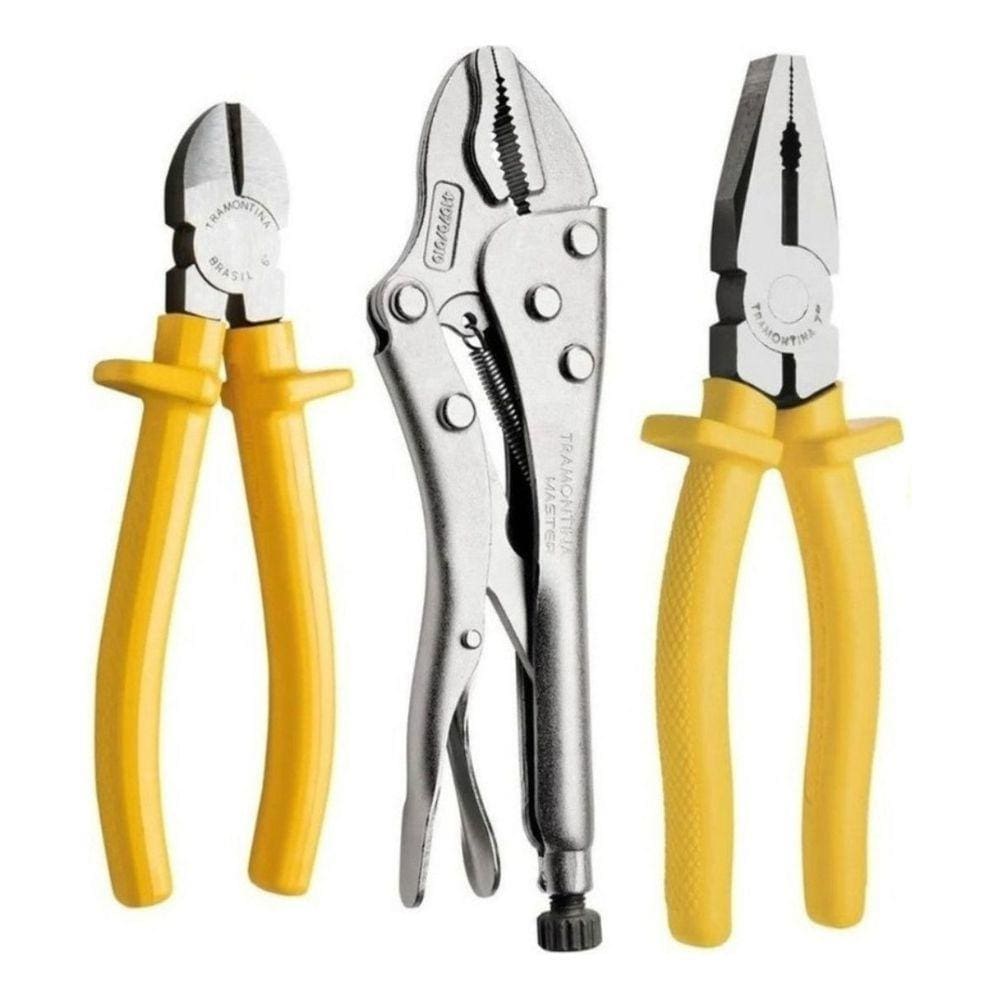 Combo 3 Alicates Tramontina Pressao + Universal + Corte
