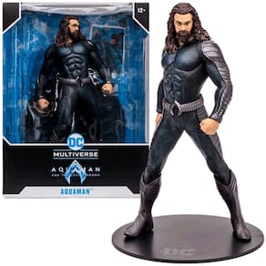 Boneco Aquaman Traje Preto Aquaman 2 McFarlane 12 Polegadas