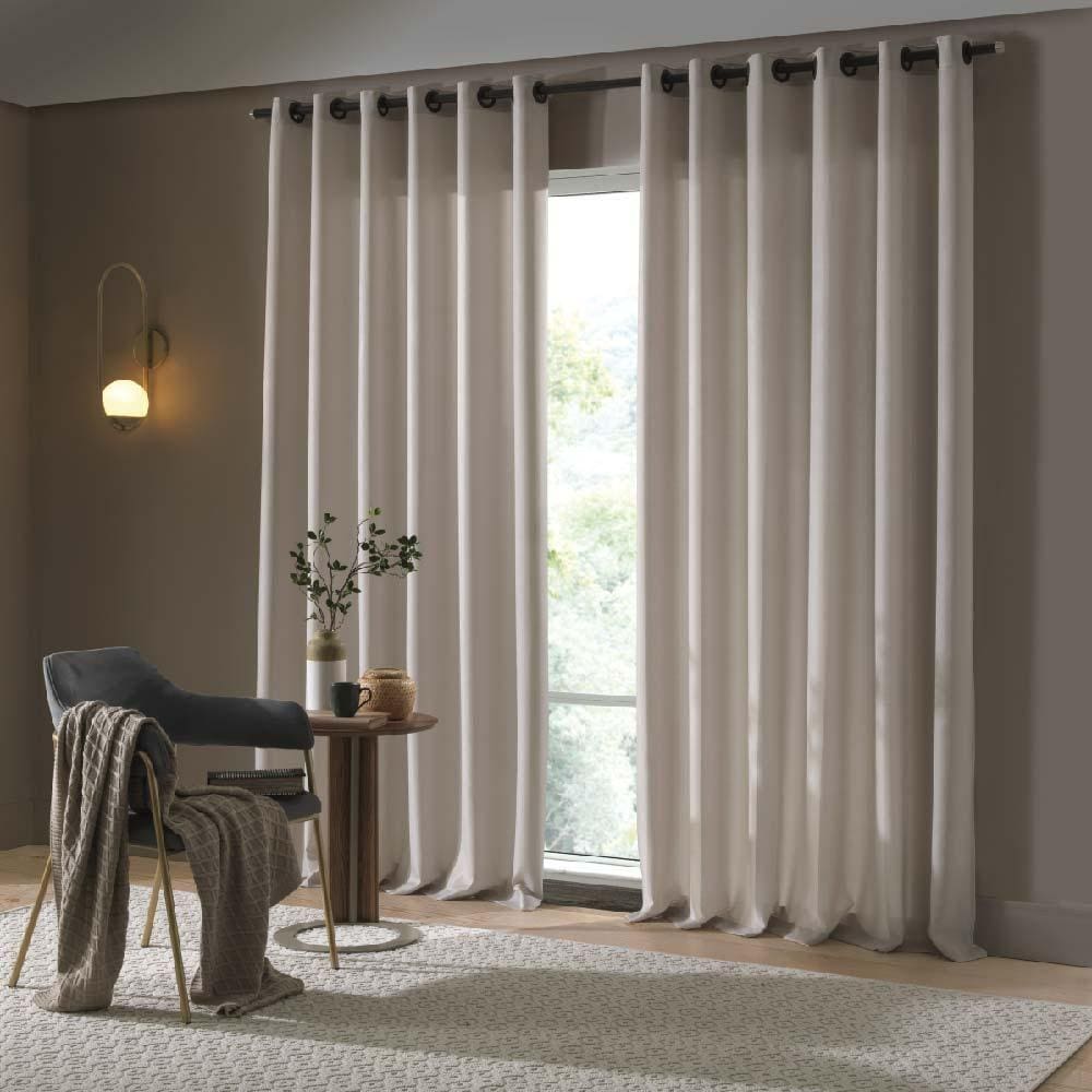 Cortina Para Sala Oxford Rústica Lisa Corta Luz 2,60 x 1,70m