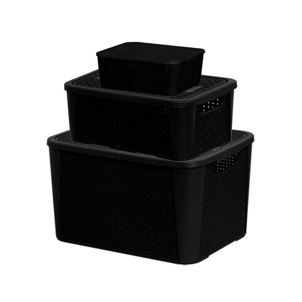 Caixas Organizadoras Rattan Kit 42 8,8 e 5,8 Litros PLASNEW