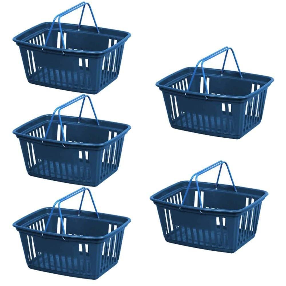 Cesta Plástica 21,4 L com Alça de Metal 5 Unidades PLASNEW