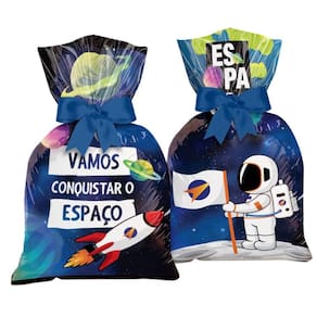 Sacola Plástica Galáxia Planetas 14x27cm 12 Unidades