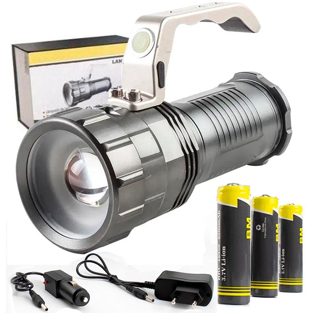 Lanterna Farolete Profissional Led Cree Super Claridade Recarregável C/ Zoom