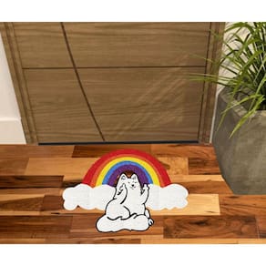 Tapete Gato Nuvem E Arco Iris Muito Colorido E Resistente.