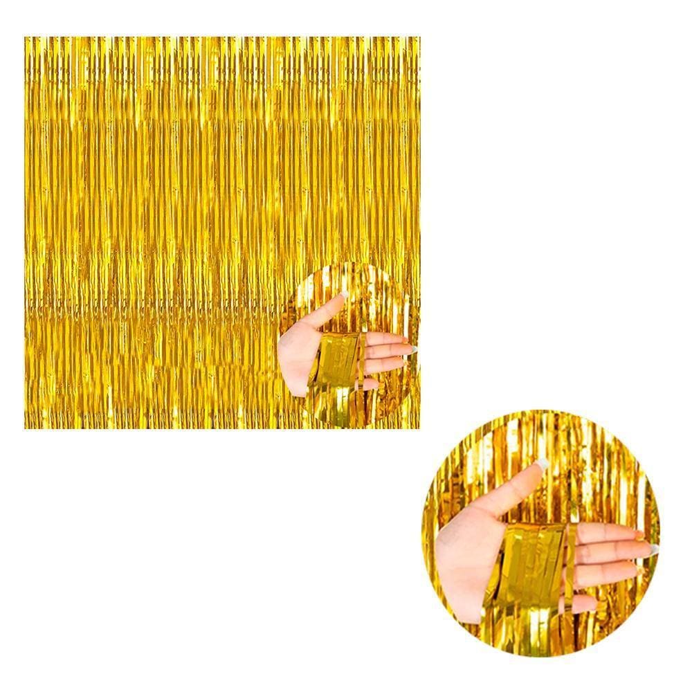 Cortina Metalizada Dourada De Franja Decoração - Festas