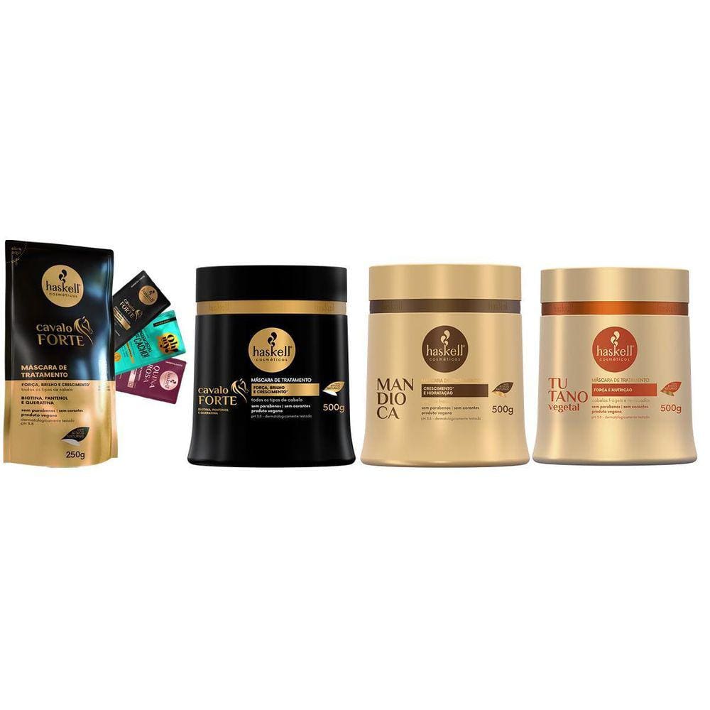 Kit Máscaras Cavalo Forte Tutano Mandioca 500Gr Haskell