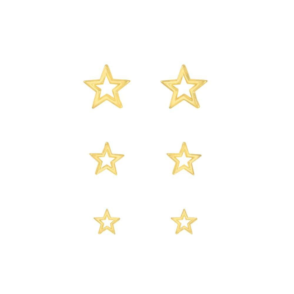 Brinco Trio de Estrelas - Banhado em Ouro 18k