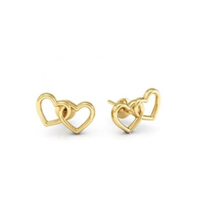 Brinco Infantil Coração Duplo - Banhado em Ouro 18k